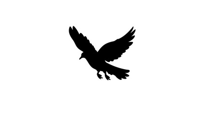 Obraz premium Silhouette of a dove flying against a white background, peace symbol