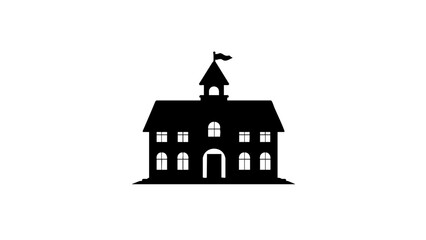 Silhouette of a schoolhouse on white background, education concept