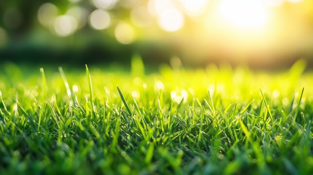 Sattes, gepflegtes Gras in der Nahaufnahme. Eine lebendige Szene voller Natur und sommerlicher Frische.