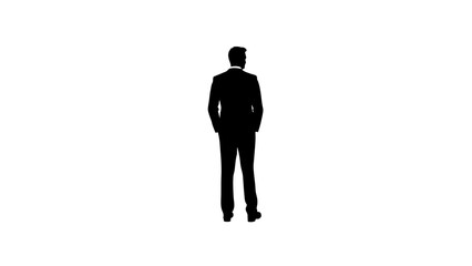 Fototapeta premium Businessman silhouette standing confidently against white background, empowerment