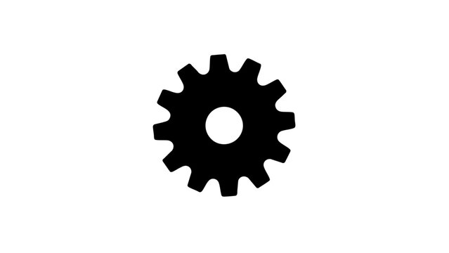 Black gear silhouette on white background, design and innovation concept