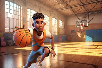 Obraz premium 3D black basketball player remix