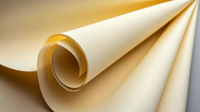 Smooth yellow paper rolls stacked together create an inviting backdrop for artistic projects and crafts