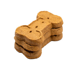 Three dog treats stacked up on a transparent background 