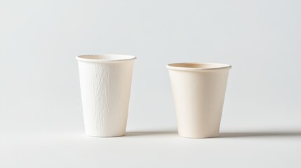Round white plastic cup. Paper coffee cup.