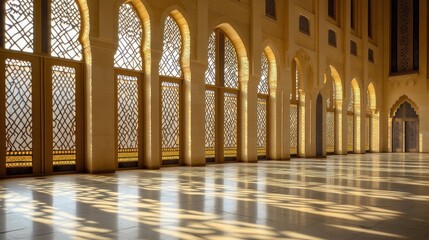 Elegant Interior Architecture with Light and Shadows in Hallway
