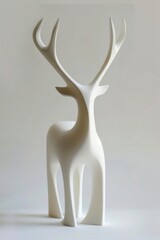 Escultura ciervo de mármol blanco, decoración del hogar figura de un alce, ciervo de porcelana minimalista