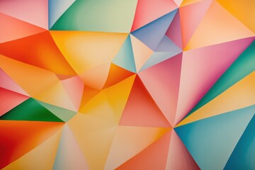 Fototapeta premium Colorful geometric abstract pattern showcasing vibrant triangles in various hues