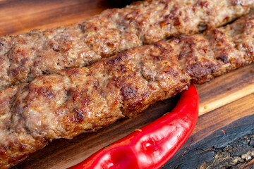 Delicious grilled kebabs with spices and fresh ingredients