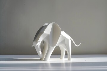 Escultura elefante de mármol blanco, decoración del hogar figura de un elefante, elefante de porcelana minimalista