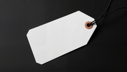 Blank white tag on black background