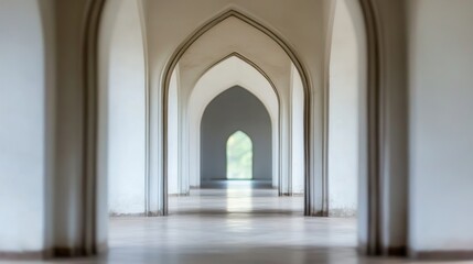 Fototapeta premium Serene Interior of an Elegant Hall with Arches and Symmetrical Design