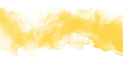 Abstract banana yellow ink flow brush shape transparent PNG isolated background. Vibrant, vivid, colorful art, bright swirl texture design