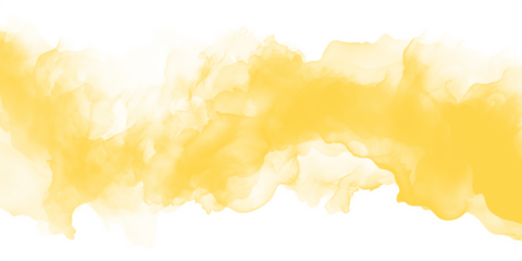 Abstract banana yellow ink flow brush shape transparent PNG isolated background. Vibrant, vivid, colorful art, bright swirl texture design