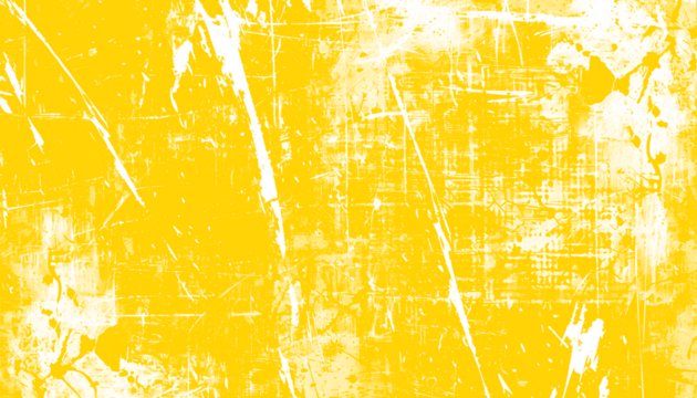 Yellow grunge scratched paint texture transparent PNG isolated background