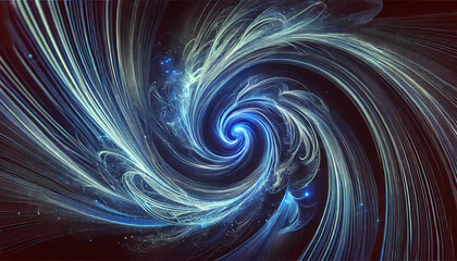 幻想的な宇宙の渦 – 青いエネルギースパイラル