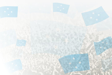 Celebratory Crowd with Micronesia Flags Background