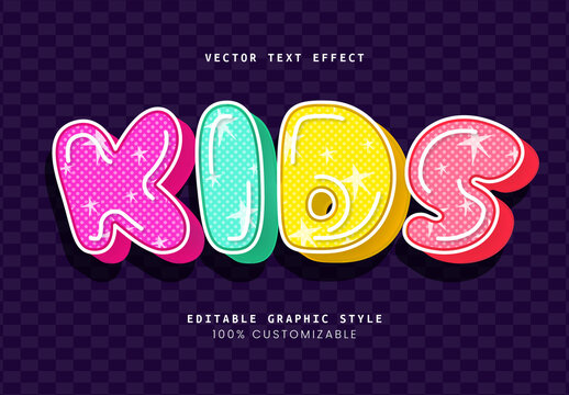 Colorful Purple 3D Playful Font Kids Text Effect