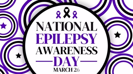 March 26 is observed as Epilepsy Awareness Day, background design with ribbons 4k animation