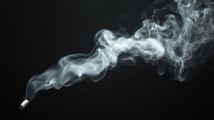 Fototapeta premium A plume of smoke rises against a black background, capturing the essence of fog, gas, and cigarette smoke in a striking isolated composition