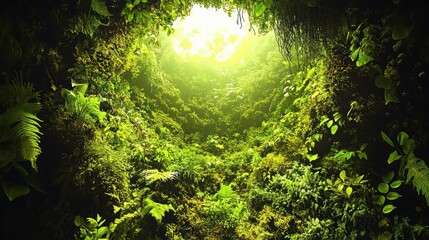Fototapeta premium Exploring lush greenery in a vibrant forest nature scene tranquil environment aerial view serenity