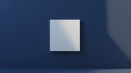  advertising billboard , square blank white photo , empty  frame isolated on blue background , wall 