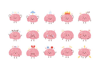 Pink Cute Emotional Depression Illustration Set