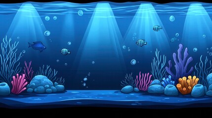 Underwater scene with colorful fish and coral ocean depths digital art vibrant marine environment