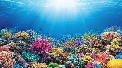 Naklejka premium Exploring vibrant coral reefs underwater paradise nature photography marine environment bright colors ecological diversity