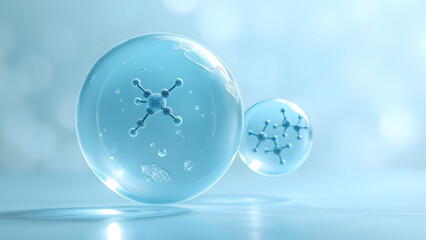 Shiny transparent crystal ball on a blue background