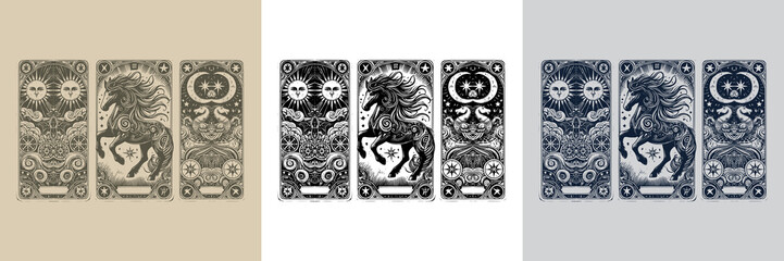 vintage horse vector playing card tattoo design
