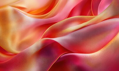 Obraz premium Abstract colorful silk fabric folds in shades of red and gold, illuminated by soft light creating a luxurious and dynamic composition