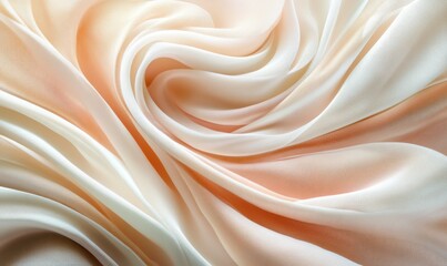 Obraz premium Abstract composition of soft pastel fabric swirls in shades of pink and cream, dynamic folds and smooth gradients creating a dreamy aesthetic