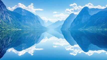 Fototapeta premium Tranquil reflection of majestic mountains serene lake landscape photography natural environment panoramic view