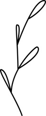 Floral branch and minimalist leaves for logo or tattoo. Hand drawn line wedding herb. Decorative hand drawn leaves. Minimal line art drawing for print, cover or wallpaper.