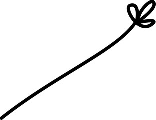 Floral branch and minimalist leaves for logo or tattoo. Hand drawn line wedding herb. Decorative hand drawn leaves. Minimal line art drawing for print, cover or wallpaper.