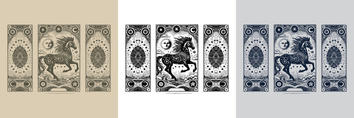 nordic horse vector playing card tattoo design