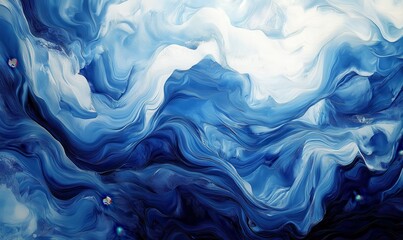 Fototapeta premium Abstract ocean waves in vibrant shades of blue and white, illuminated by soft light to create a dynamic and serene seascape texture,