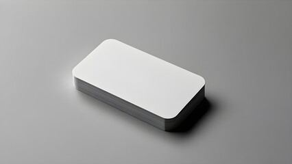 Rectangular business card with rounded corners, plain white color, soft gray background,design,vector