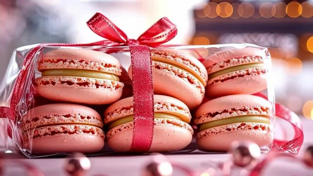 macaroons on the background of the Eiffel Tower. Selective focus