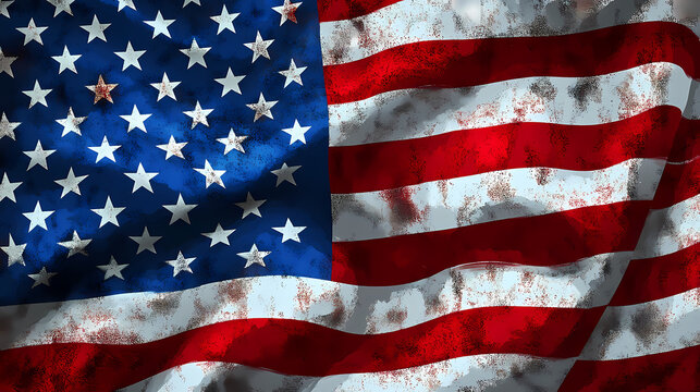 The american flag or the usa flag.national flag of the united states of america. Distorted Time-Warped Village. Illustration