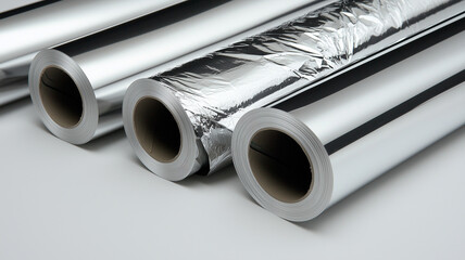 Fototapeta premium Aluminium foil isolated on white background 