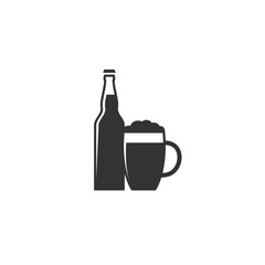 Beer wine icon logo flat vector design
