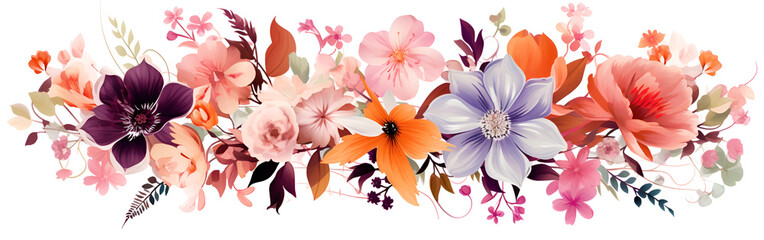 Obraz premium red and yellow flowers isolated on transparent background