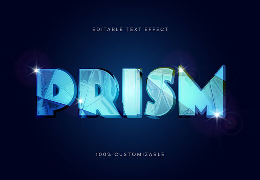 Blue Crystal Shiny Font 3D Typography Glass Text Effect