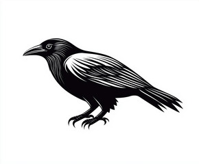 Obraz premium Elegante Rabe im Flug, stilisiert und kraftvoll dargestellt