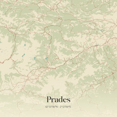 Vintage map of Prades, France.