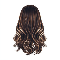 Fototapeta premium Elegante Illustration von langen, gewellten Haaren in Brauntönen.