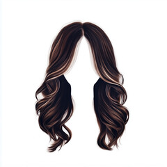 Obraz premium Elegante Illustration von langen, gewellten Haaren mit Highlights.