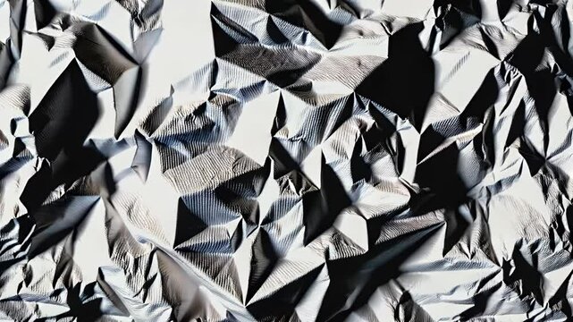 Crinkled paper transformation. Abstract animation of paper morphing into geometric shape including circle triangle square then dissolving into texture. Dynamic visual effect